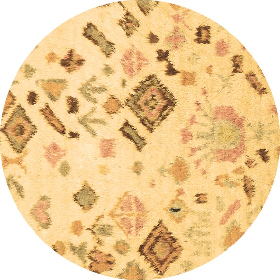 Ahgly Company Indoor Round Abstract Brown Modern Area Rugs, 3' Round