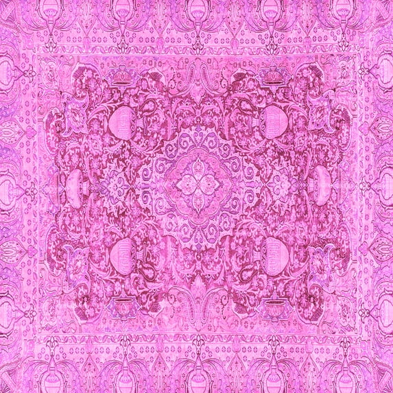 Ahgly Company Indoor Square Abstract Pink Modern Area Rugs, 3' Square