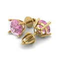 thumbnail image 2 of Clara Pucci 4Ct Pink Round Cut VVS1 Screw Back Stud 14k Solid hypoallergenic Gold Designer Earrings For April, 2 of 7