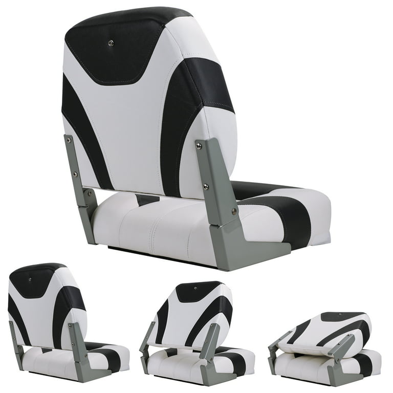 NORTHCAPTAIN Deluxe White/Black Low Back Folding Boat Seat, 2 Seats