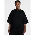 thumbnail image 2 of Athletic Works Women's and Women's Plus French Terry Cropped Boxy Tee, Sizes XS-4X, 2 of 6