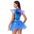 thumbnail image 2 of iiniim Women's Space Themed Alien Cosplay Dress Metallic Shiny Leotard Tutu Skirt for Halloween Carnivals Blue L, 2 of 7