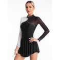 thumbnail image 3 of Yartina Sparkly Rhinestone Figure Ice Skating Dress for Women Long Sleeve Ballet Skirted Leotard Black M, 3 of 6