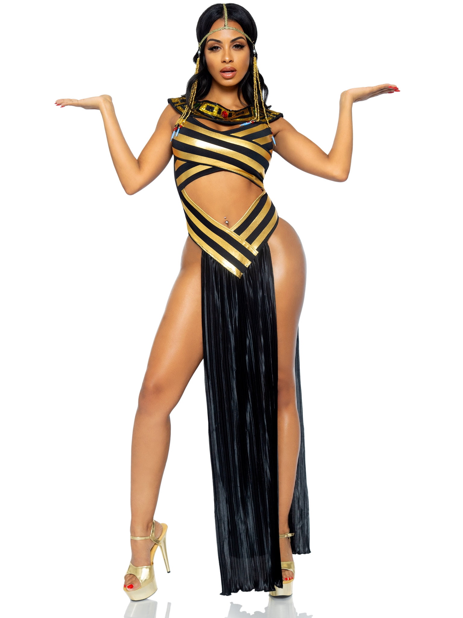 Leg Avenue Women's 3 Piece Goddess Isis Costume, Gold/Black, Small