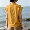 thumbnail image 7 of ClodeEU Women's Round Neck Short Sleeve Ruff Trim T-Shirt,Casual Loose Fit Solid Color Blouse Top for Summer Yellow,Women's Plus XXL, 7 of 7