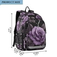 thumbnail image 2 of FORMRS Unisex School Backpack 17" Student Travel Bag with Laptop Compartment, Black Roses, 2 of 7
