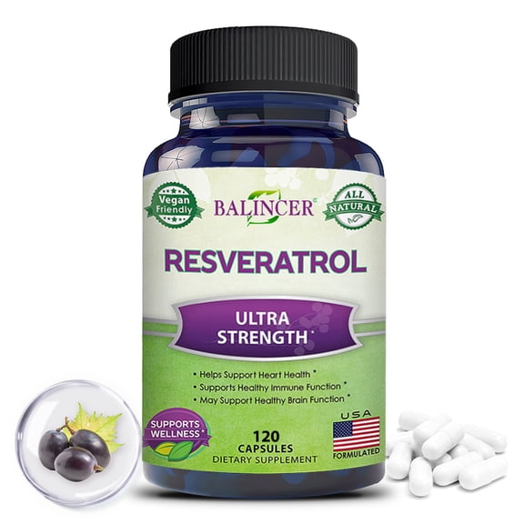 Balincer Resveratrol Supplement, 1000mg, 120 Veggie Capsules, Supports Heart Health & Antioxidant Defense