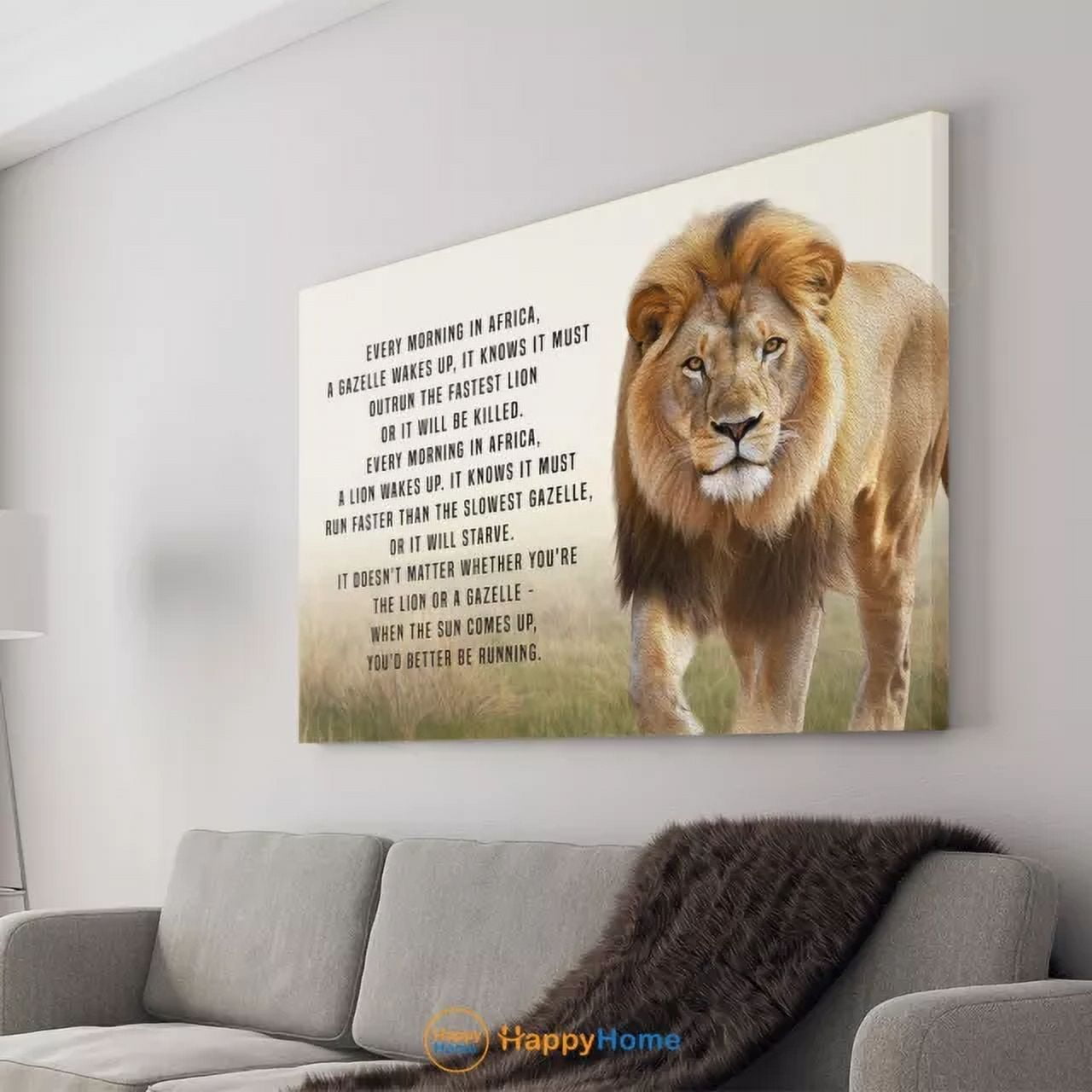 Lion Wall Art Gazelle And Lion African Proverb Motivational Quotes Decor Home Decor Office Wall Art