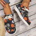 thumbnail image 3 of Halloween Pumpkin Fashion Sneakers for Women Wide Feet Skeleton Lace up Penny Loafers Casual Canvas Walking Flat Shoes, 3 of 8