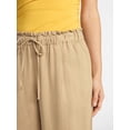 thumbnail image 4 of Time and Tru Women's Wide Leg Linen Blend Pants, Sizes XS-XXXL, 4 of 5