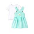 thumbnail image 2 of HILEELANG 2-8T Toddler/Little Girls Mint Green Polka Dot Daisy 100% Cotton Dress Size 4T, 2 of 7