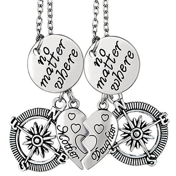 Charm Necklace Mother Daughter Jewelry Christmas Chain Alloy Mother Daughter Girls Wedding Fashionable Choker Engagement Birthday Party Accessories