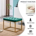 thumbnail image 5 of Velvet Shoe Changing Stool, Upholstered Footrest Ottoman with Golden Metal Base, Square Vanity Chair Tufted Footrest, Modern Sofa Stool Rest Stool for Clothes Shop, Living Room, Bedroom, Dark Green, 5 of 7
