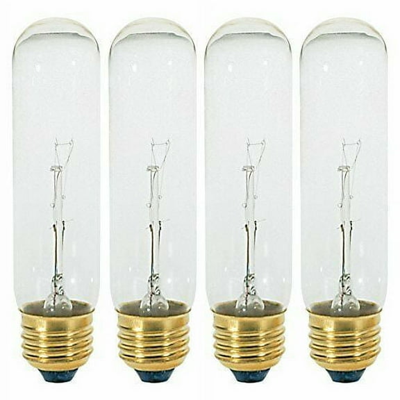 Pack of 4 - 40 Watt T10 Clear Tubular Light Bulbs - 40T10/CL-  (E26) Base