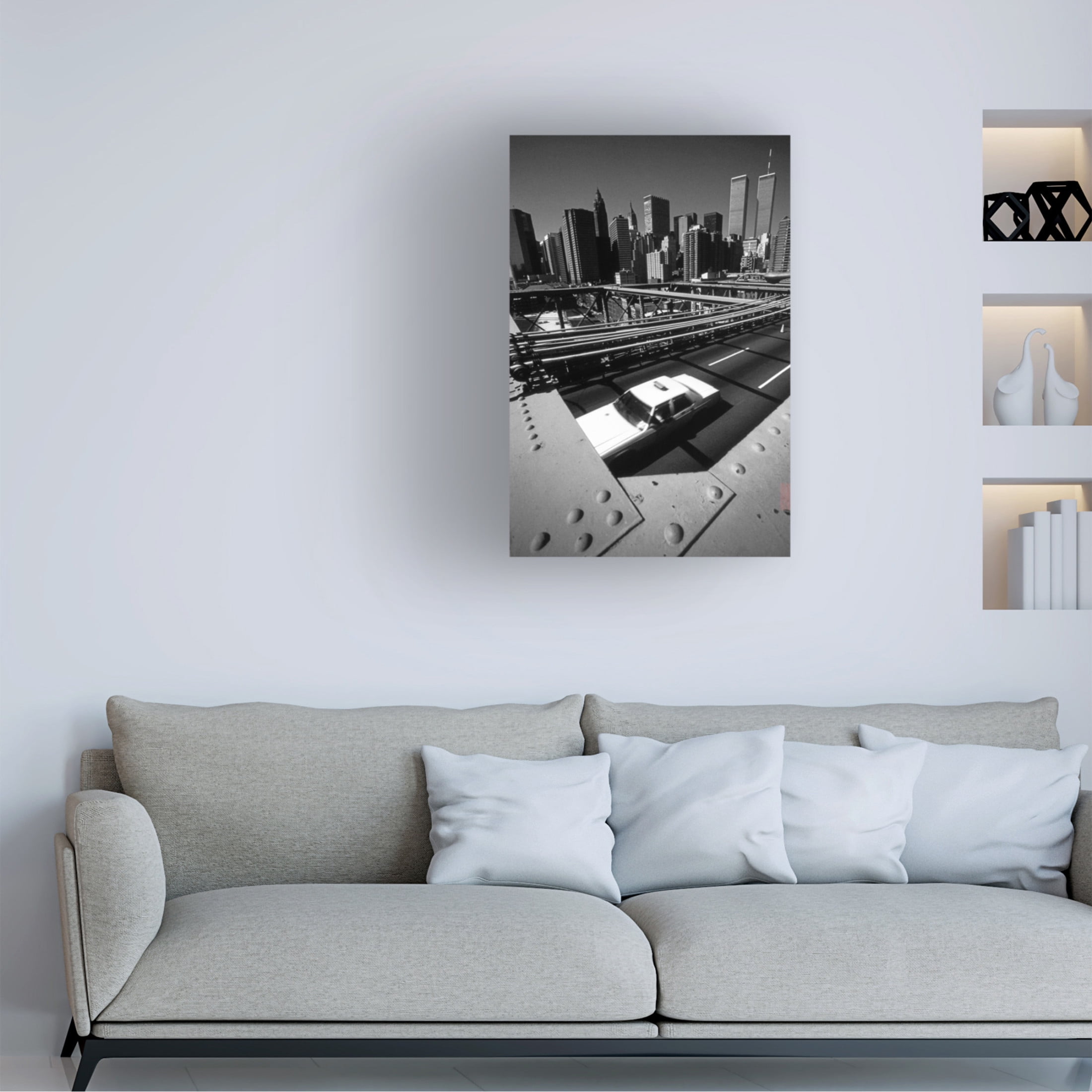 Canvas Wall Art - Dieter Matthes 'Brooklyn Bridge Ii From The Series Qmetropolisq ' Wall Art for Living Room, Bedroom, or Office D?cor by Trademark Fine Art - 22 x 32 Inches