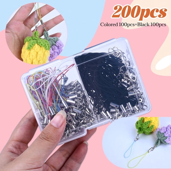 200Pcs Phone Charms Strap with Lobster Clasp Lanyard Straps Lariat Lanyard Cord String for Cell Phone USB Keychains DIY Jewelry Accessories