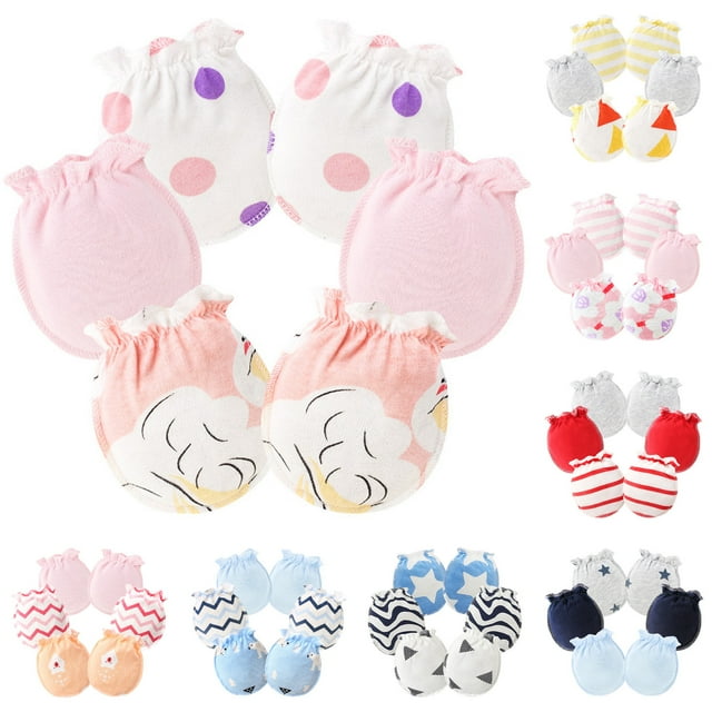 LINMOUA Infant Toddler Baby Boys Girls Mittens NoScratch Mitts Cotton