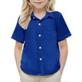 thumbnail image 3 of Chemises Habillées à Manches Courtes pour Garçons, Chemise Unie Boutonnée, Chemise Décontractée d'Été, Chemise d'Uniforme Formelle pour Enfants 2-15 Ans, 3 of 8