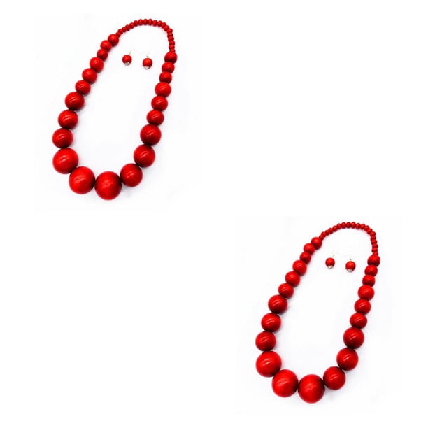 Qarigey Collar de cuentas de Bohemia joyería colorida colgantes únicos accesorios mujer chica encanto estético suéter cadenas rojo Rojo 2piezas