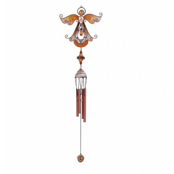 FC Design 23" Long Yellow Angel Copper and Gem Wind Chime Garden Patio Decoration