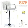 thumbnail image 5 of Bar Stools Set of 2, PU Leather Pneumatic Lift Height Adjustable 360°Swivel Barstools with Backrest and Armrest for Kitchen Home Bar, White, 5 of 11
