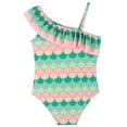thumbnail image 3 of GYRATEDREAM Toddler Baby Girls Swimsuit Kids Mermaid Ruffle Bathing Suits Cut out One Shoulder Swimwear One Piece for 4-10 Years, 3 of 8