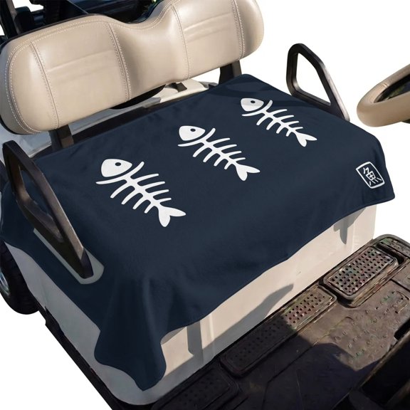 Golf Cart Seat Cover Fish Club Car Golf Cart Seat Covers Soft Absorbent Golfcart Towel Blanket Harmony Japanese Style Blue Golf Seat Covers for Cart Decor Fits 2 & 4 Passenger 51"x31"