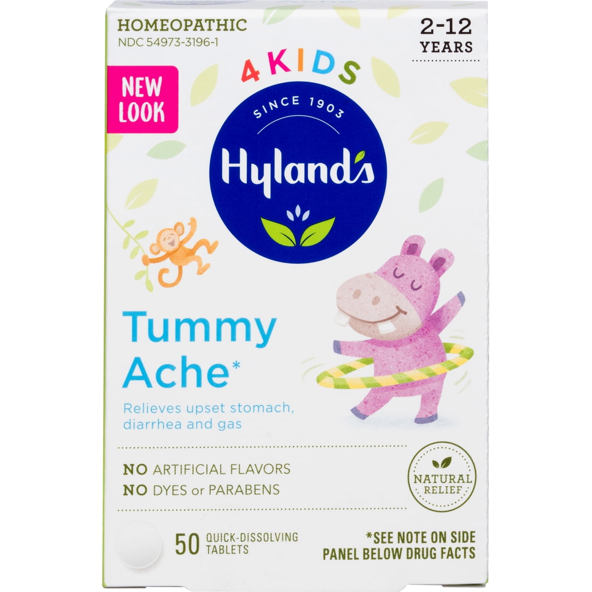 Hyland's 4 Kids Tummy Ache Tablets, Natural Relief of Upset Stomach