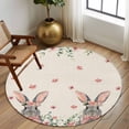 thumbnail image 2 of Round Area Rug 5 Ft, Bunny Easter Washable Non-Slip Circle Carpet for Living Room/Bedroom, Spring Floral Eucalyptus Leaves Rustic Low-Profile Runner Mats Collection Rugs for Indoor, 2 of 8