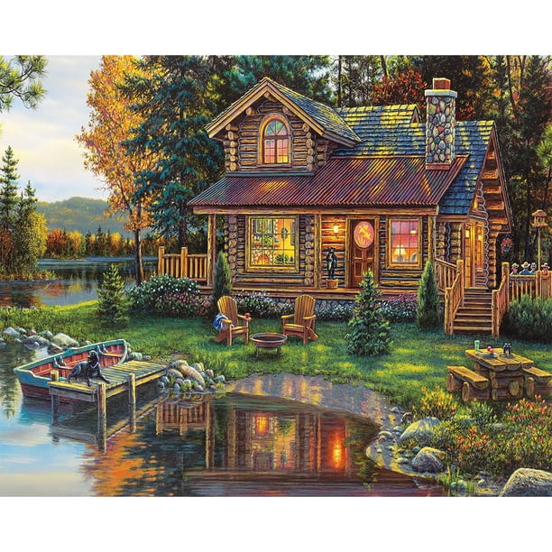 Wdftyju Kit de pintura de bricolaje por número Paisaje de la casa del lago Sin marco para la decoración del hogar (S697) Wdftyju 5eb8vy7ug8pn2zw1D01