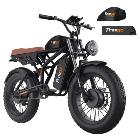 Freego F3 Pro Max Electric Bike for Adults, Dual Motor & Dual Battery, 2000W/48V/55Ah, 20"x4.0" Fat Tires Off Road Electric Bicycle with Removable Battery, 34MPH&103 Miles Long Range E Bike UL
