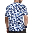 thumbnail image 2 of Wukai Blue Ink Flowers Print Men's Short-Sleeved Mesh T-Shirt,Quick-Dry Short Sleeve Workout T-Shirt-6X-Large, 2 of 8