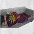 thumbnail image 6 of Mardi Gras Soft Flannel Fleece Throw Blanket, Festival Design on Purple Backdrop with Stars and Colorful Dots, Cozy Plush for Indoor and Outdoor Use, 50" x 70", Purple Orange Green, by Ambesonne, 6 of 6