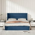 thumbnail image 4 of Zanmintaobo Queen Lift up Storage Bed,Wingback Headboard,Hydraulic Flannel Upholstered,Metal Frame,No Box Spring Needed,Easy Assembly,Navy Blue, 4 of 7