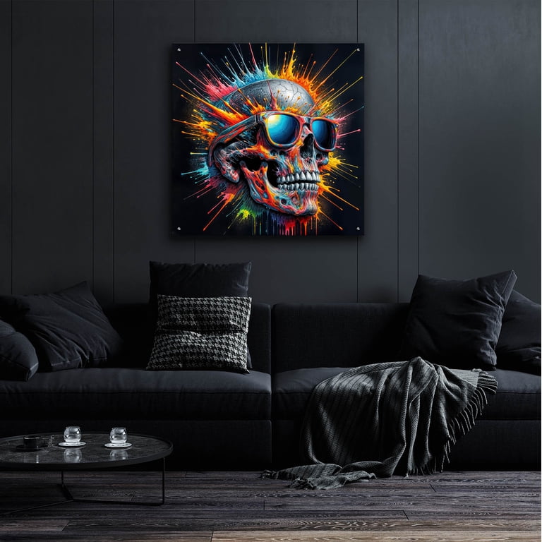 Epic Art 'Skull In Sunglases' by Rey Klimt Acrylic Glass Wall Art