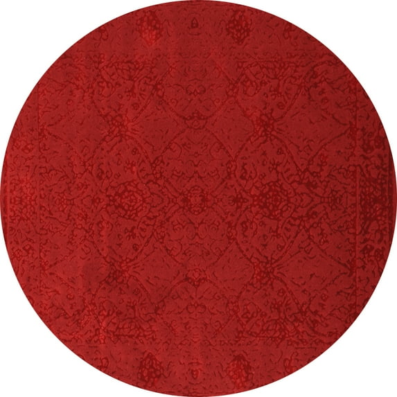 Ahgly Company Indoor Round Abstract Orange Contemporary Area Rugs, 7' Round