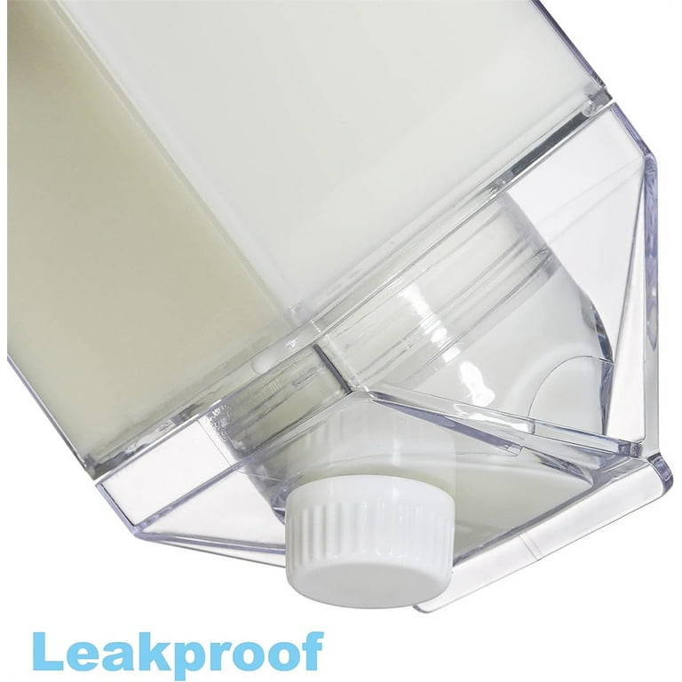Ochine 17 Oz Milk Carton Water Bottle - Cute Clear Reusable Bottle, Leakproof For Sports & Travel