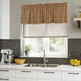 thumbnail image 4 of 2 Pack Valances for Window, Vintage Rattan Short Curtains for Kitchen Bedroom Living Room, Minimalist Abstract Wicker Texture Brown Rod Pocket Small Window Treatment Valance Drapes 60 x 18 Inch, 4 of 8