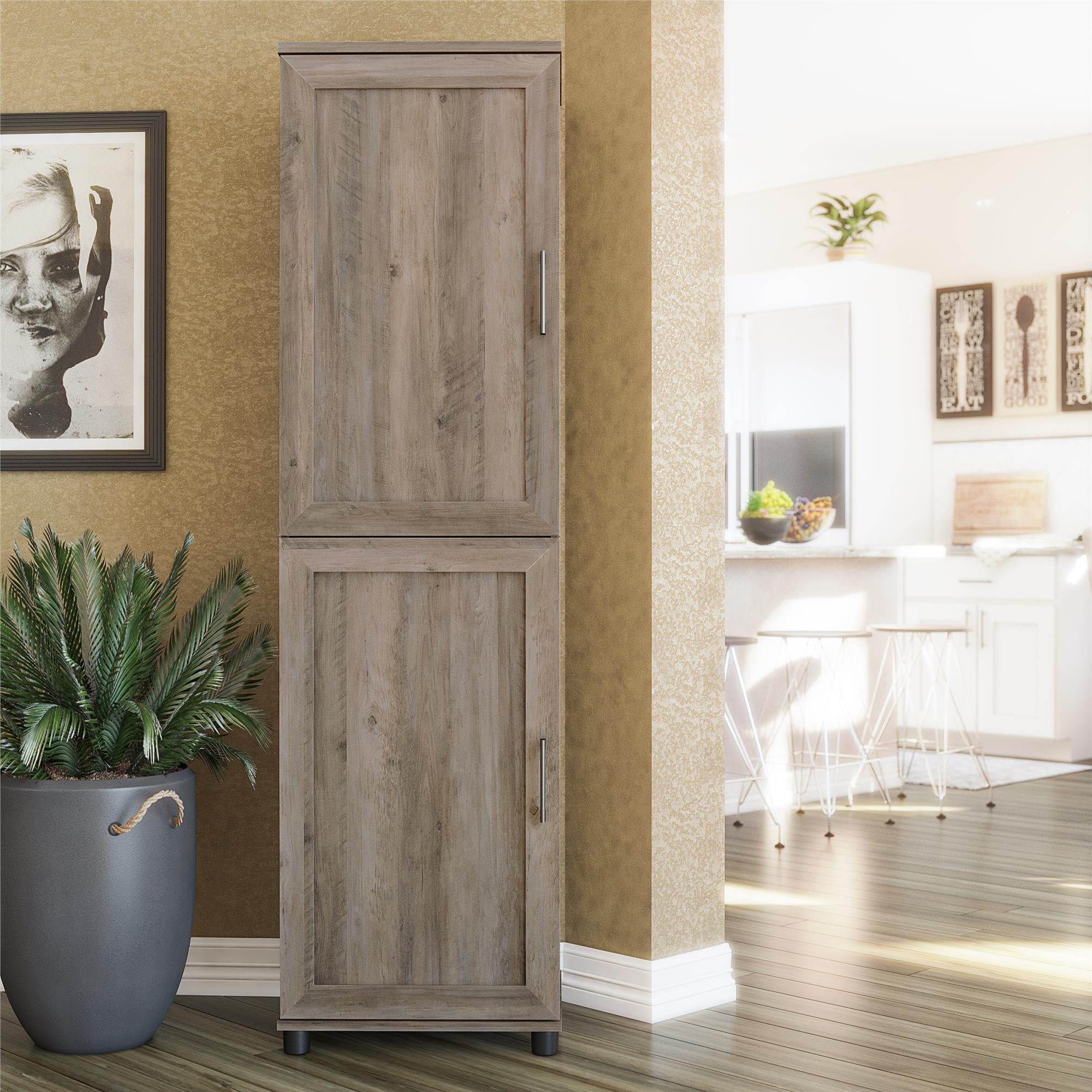 RealRooms Tindall 2 Door Kitchen Pantry Cabinet, Gray Oak - 1