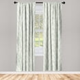 thumbnail image 3 of Ambesonne Leaves Curtains, Green Aloha Leaf Botanical, Pair of 28"x84", Pastel Green White, 3 of 5