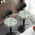 thumbnail image 3 of ZIATUBLE Green Leaves Round Stool Cover Cushion 2 Pcs Reusable Bar Stool Cover Slipcovers for Dining Room Easy to Clean Stool Seat Replacement Cover 13-15 Inch Dust Protective Cover, 3 of 6