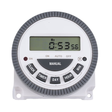 7 Day Programmable TM619 Digital Timer with 16 On/Off Programs per Day, Backup Memory Battery, LCD Display and C Quick Connect Output (12V)