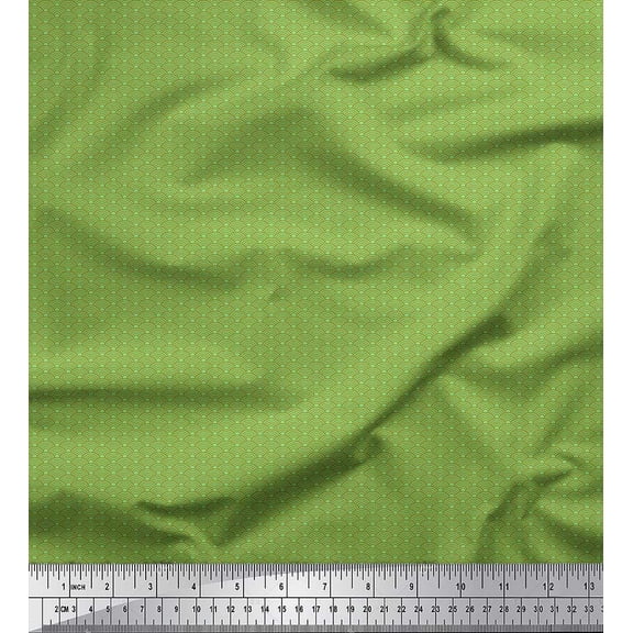 Soimoi Green Cotton Duck Fabric Semi Circle Geometric Fabric Prints By Yard 42 Inch Wide