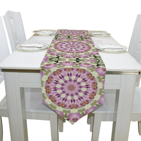 

POPCreation Bohemian Mandala Flower Table Runner Placemat 13x90 inches Home Table Top Decoration Table Linens Cloth for Office Kitchen Dining Wedding Party