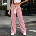 thumbnail image 4 of WIZUTIZ Women's High Waist Wide Leg Pants Elastic Waist Loose Fit Full Length Casual Trousers Slimming Soft Flowy Elegant Versatile Elegant, 4 of 6