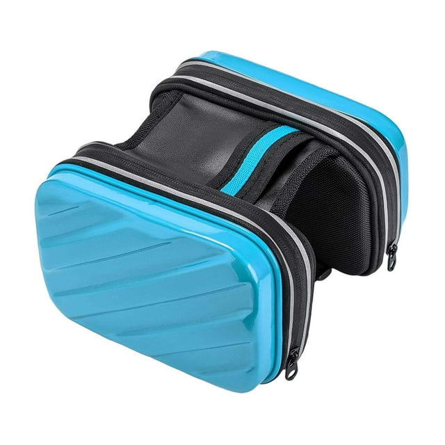 Bolsa frontal para cuadro de bicicleta, montaje frontal, desmontable, impermeable, fácil instalación. Azul