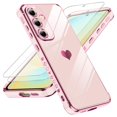 thumbnail image 1 of Funda para Celular LeYi Galaxy S24 FE Rosa con Corazón TPU y 2 Protectores de Pantalla, 1 of 8