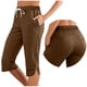 thumbnail image 1 of Pantalones de Cintura Elástica para las Mujeres Color Sólido Deportes Capris con Bolsillos Laterales, Mujeres Cintura Elástica Capris Casual Salón Bottoms de Verano, 1 of 7