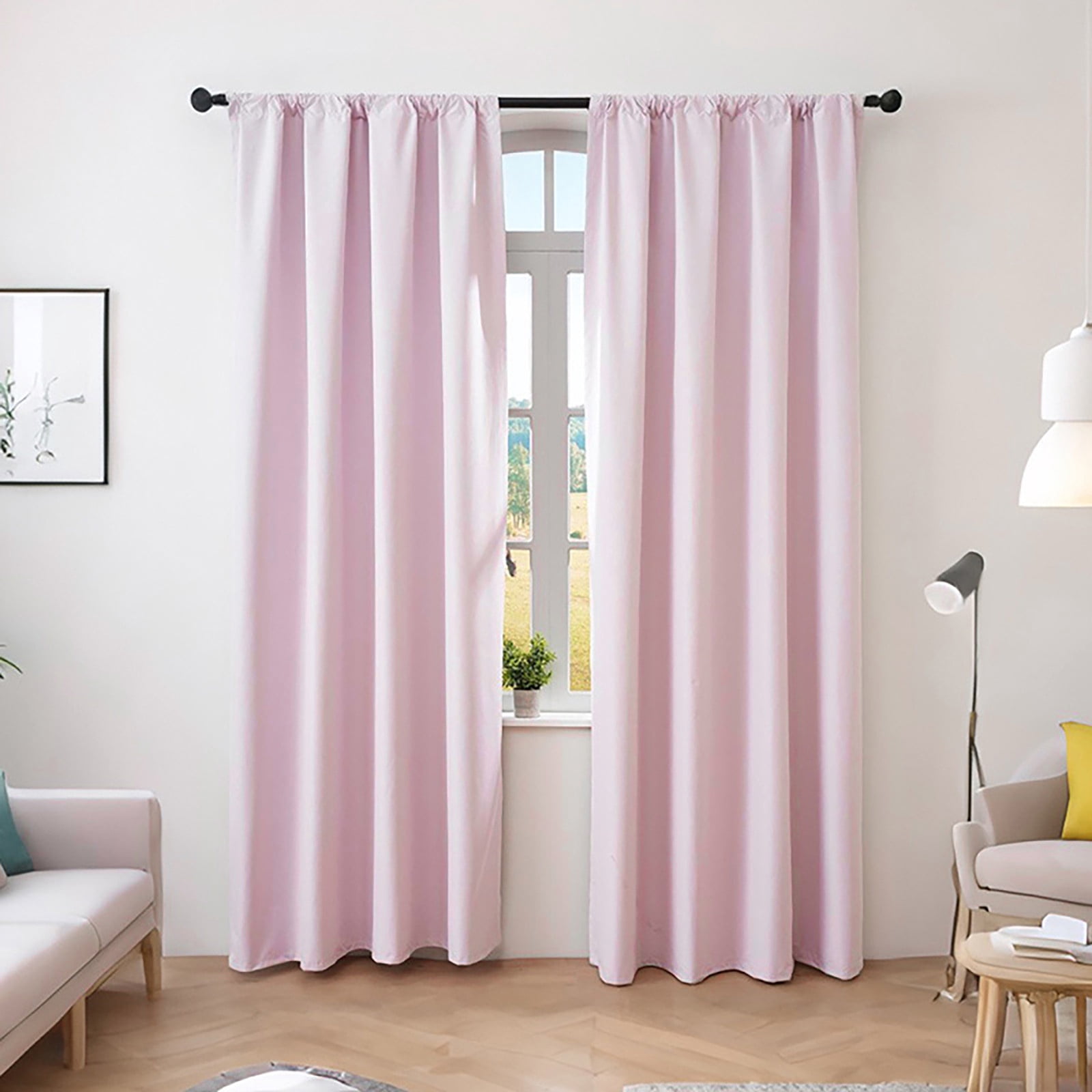Bxaolu Blackout Curtains for Bedroom - Natural Linen Curtains 53 X 102 inch, Thermal Insulated Blackout 2 Panels Curtains Drapes, Rod Pocket, Darkening Privacy for Living Room, Pink