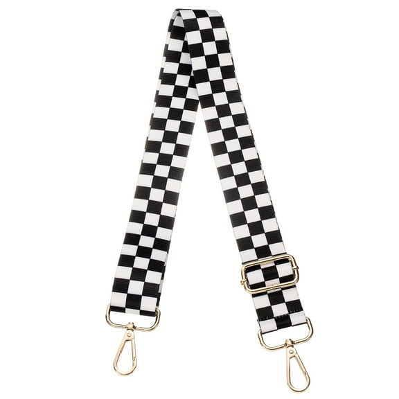 Uxcell Purse Straps Replacement Crossbody, 51 Inch Wide Shoulder Bag Strap Adjustable Canvas Straps for Handbag Wallet Clutch Crossbody Bags, Black White Grid
